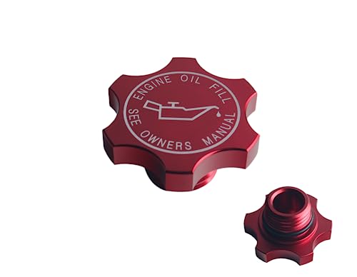 DEWHEL Aluminum Engine Oil Filler Cap W/O-ring Compatible with Chrysler Dodge Jeep Ram Mitsubishi Mini 1993-2020 Ref.Number 10111 MO111 31118, 80990 80984 53013775AB Red