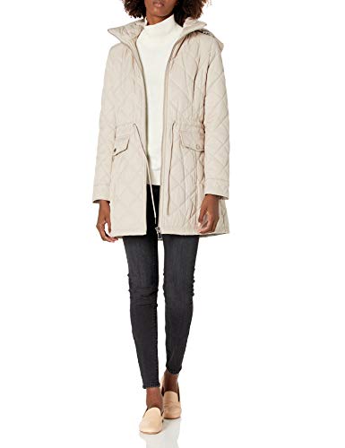 Calvin Klein Womens Quilted Jacket with Hood, BEI, L