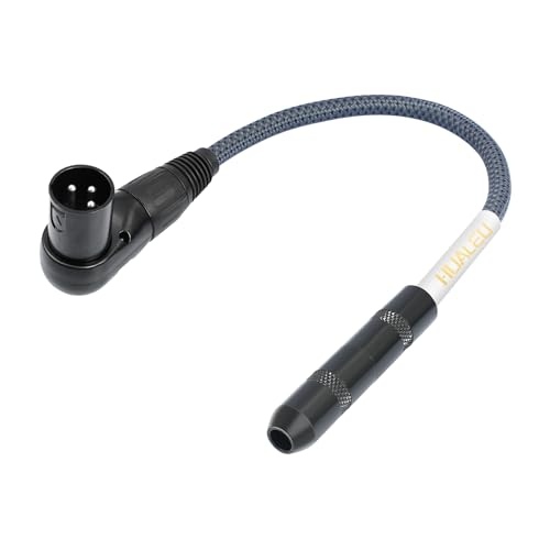 HUALEU 1FT Right Angle XLR Male to 1/4 TRS Mini Jack Adapter Cable,6.35 mm 1/4 Female to Right Angle 3Pin-XLR Male Cable for Mixer, Audio Player, Power amplifier-1Pack