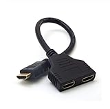DishyKooker hdmi Swi-tch Converter 2 Port HDMI Splitter 1 In 2 Out Male to Femal Video Cable Adapter For Audio TV DVD Necessary Items