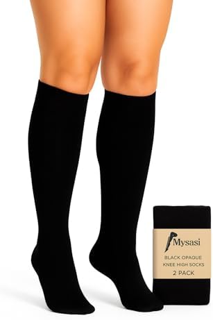 MYSASI Women’s Knee High Socks 2 Pack – Opaque Soft Stretch Everyday Socks, Comfortable Fit, Great Value Multi-Pack