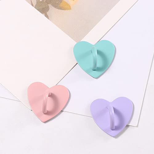 Leadigol SHZHHJQATMA12L76/OP77 12Pcs Cell Phone Finger Ring, Phone Clasps Hooks, Phone Finger Grip Heart Shaped Cell Phone Ring Holder, Adhesive Metal Heart Phone Charm Holder thumb #3