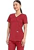 Cherokee Scrubs Top for Women Mock Wrap with 3 Pockets, Soft, 2-Way Stretch & Durable Fabric Plus Size - WW610, 3XL, Red #1