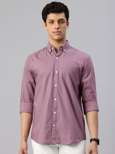 Image of Majestic Man Men's Solid Pure Cotton Casual Shirt - Slim Fit | Full Sleeves | Soft & Breathable Fabric