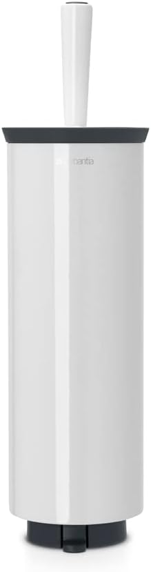 Brabantia Toilet Brush and Holder, Stainless-Steel, White, 2-Piece, 483325,Standard