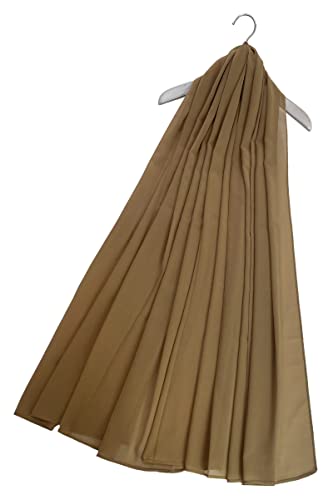 SEW ELEGANT Écharpe hijab en mousseline de soie pour femme, camel, taille unique Cover