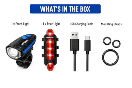 Image of Waterproof Bicycle Set of LED Front Cycle Light Horn with LED Tail Back Light (Multicolor)