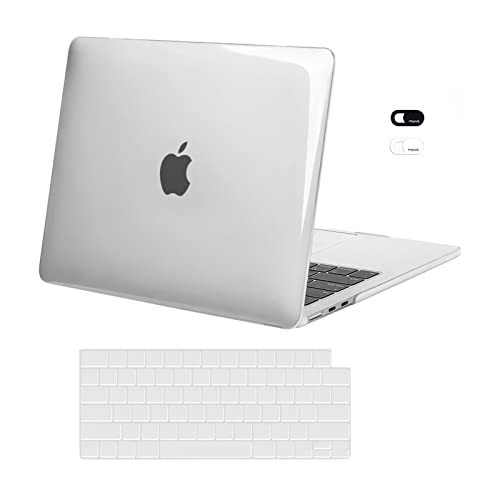 MOSISO Compatible with MacBook Air 13.6 inch Case 2022 2023 Release A2681 M2 Chip with Liquid Retina Display & Touch ID, Plastic Hard Shell Case & Keyboard Cover & Webcam Cover, Crystal Clear