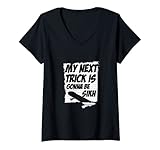 Damen Sikh Trick Skateboard Waveboard Longboard Skater T-Shirt mit V-Ausschnitt