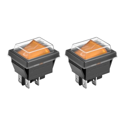Heschen - Heschen Lot de 2 interrupteurs à bascule marche/arrêt DPST 4 bornes 16 A 250 V AC avec couvercle étanche (jaune)