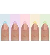 150pcs French Tip Almond Medium Soft Gel Nail Tips Set, 5 Colors, 3 Sizes, Glue On False Nail Tip...