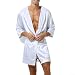 Satin-Bademantel mit Kapuze für Herren, Nachtwäsche, Pyjama, Robe, Nachtwäsche, Kleid mit fließender Silhouette und weichem Fall (L Weiß)