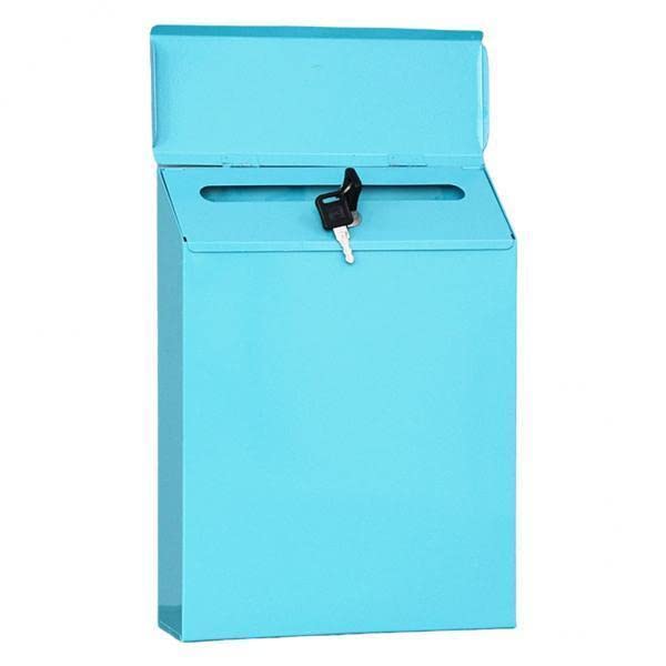 The Style Sutra 2xMailbox Locking Wall Mounted Comment Drop Box Payments Holder Postbox Blue-image-30