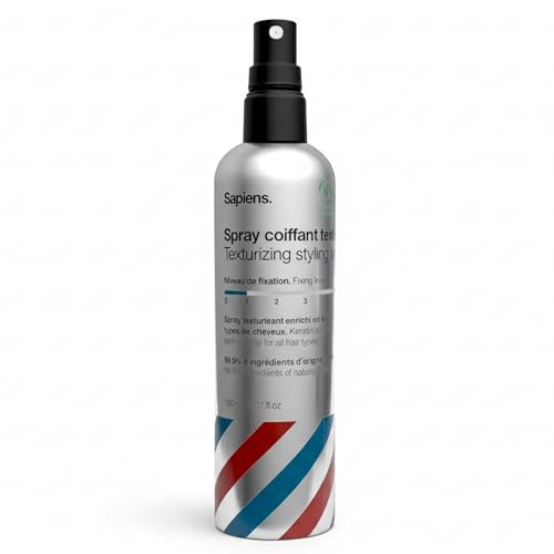 Sapiens Sea Salt Spray - Spray para el cabello para hombre, certificado orgánico, volumen y textura, spray de agua salada enriquecido con queratina y espray salino - Aroma fresco del mar - 150 ml