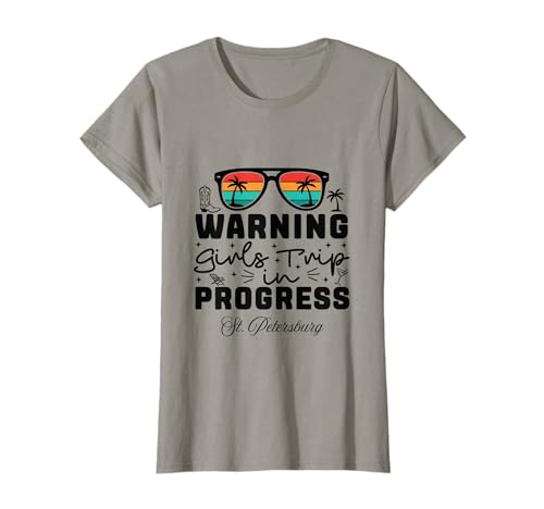 Warning Girls Trip in Progress Vacation San Pietroburgo Maglietta