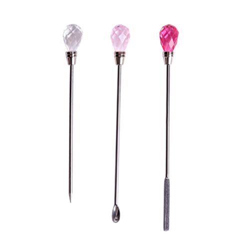 AKOAK 3 Pcs/set Manicure Mixing Special Mixing Stick Nail Carving Painting Point Drill Needle Multifunctional Mixing Spoon Nail Oil Glue Light Therapy Glue Stirring Spoon Nail Tools and Supplies