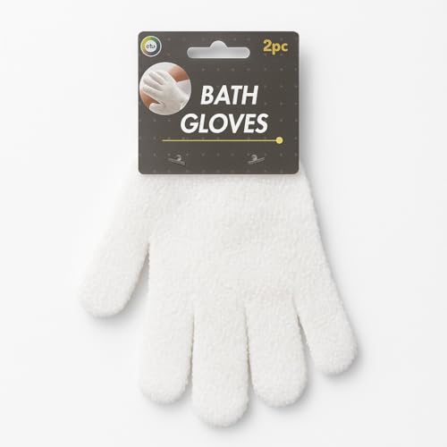 Exfoliating Gloves White Body Exfoliating Bath Gloves Pair Universal Size Deep Cleansing Shower Scrub Mitts for Dead Skin Removal Ingrown Hair and Smooth Soft Skin Unisex Exfoliator Gloves for Body