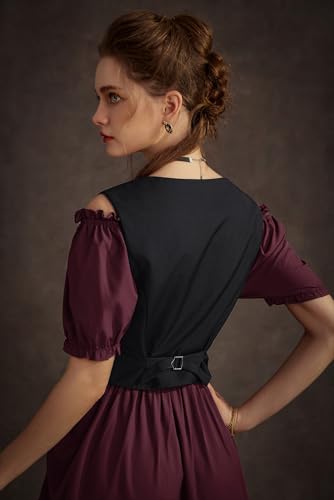 Scarlet Darkness Renaissance Medieval Dress For Women Ren Faire Costume Steampunk Dress Red L thumb #6