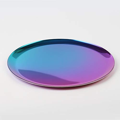 XWSM Plateau De Rangement Doré Chic Plaque De Métal Ronde Colorée Vogue Plateaux D'affichage De Bijoux Dessert Nordique Café Plateau De Thé Organisateur De Rangement Plateau pour Bijoux Cover