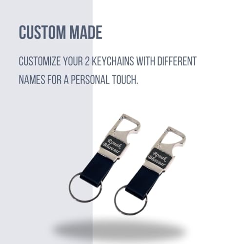 Image of Personalized Keychain with Name Engraved I Metal Key Ring I Trendy Stylish Customized Keychains for Men, Husband, Boyfriends, Brother, Dad, Home, Office, Car & Bike, Black, Pack Of 2