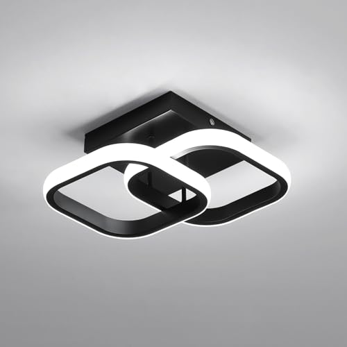 Comely Lámpara de Techo LED Moderna 24 W 2700 LM, 30 cm Plafón LED Negro 6500 K, Luz Blanca Fría para Dormitorio, Salón y Pasillo