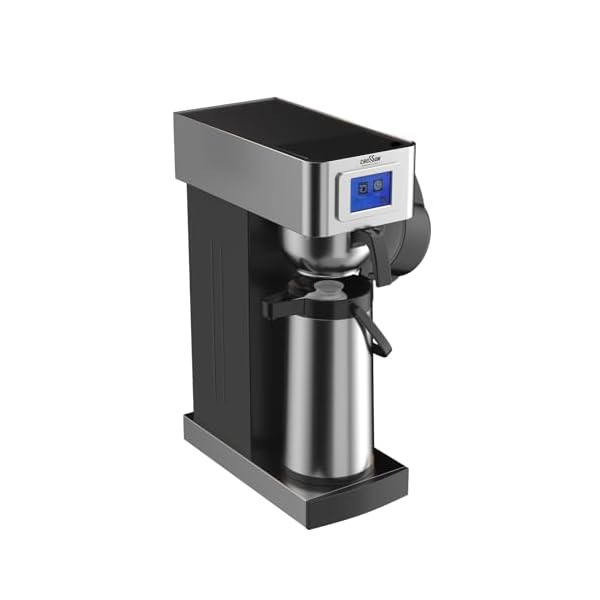 crosson Auto Filling Commercial Coffee Brewer, Plumbed Direct Waterline Drip Coffee Maker with 24 Hours Hot 2.2L Airpot Coffee Carafe Dispenser with Pump