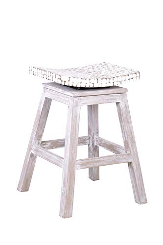 Butaco de Barra de Madera de Mango con Asiento de Coco Mosaico 24" de Alto miniatura 1