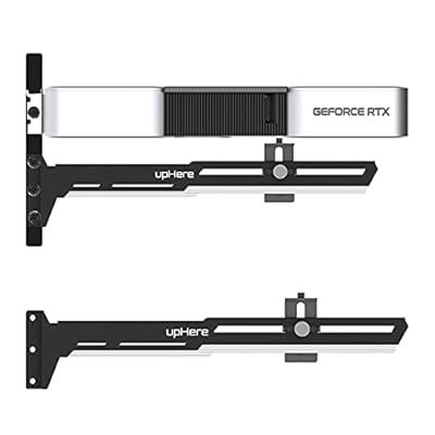 upHere G27654 - Soporte para Tarjeta de Video en Blanco y Negro, Compatible con Tarjetas Gráficas de Ranura Única o Doble | Ya disponible en tu tienda friki favorita! En mundofriki.es!