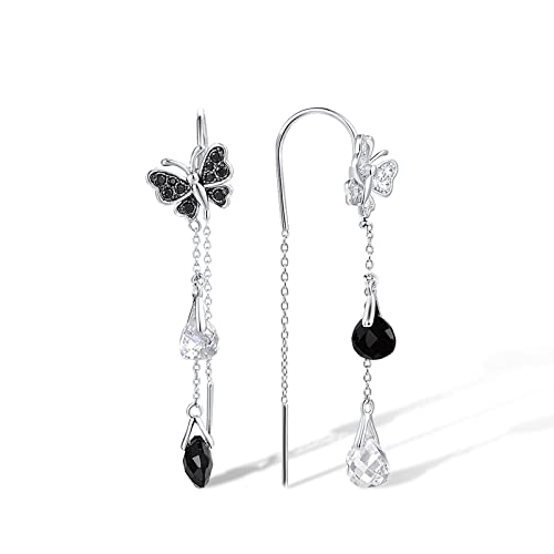 Santuzza 925 Sterling Silver Threader Earrings White Cubic Zirconia Drop Earring2