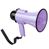 30 Watt Power Portable Megaphone Bullhorn Speaker Voice, Siren/Alarm and 240S Recording with Volume Control and Strap (Purple)