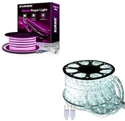 SURNIE 50FT Pink LED Neon Rope Lights & 150FT Daylight White LED Rope Lights
