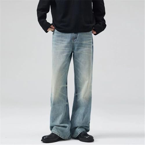 Men's Vintage Flare Jeans Loose Boot Cut Straight Denim Pants Trousers2
