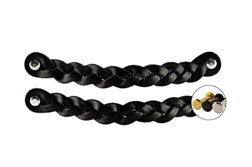 Brute Strength, Leather Handles for Furniture, Braided, Black, 12 pcs, 20 x 2,5 cm, Cabinet Handle - Image 3