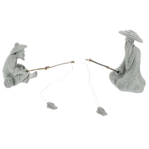 Figurines de pêcheur miniature en grès pour remplacer les décors en plastique usés