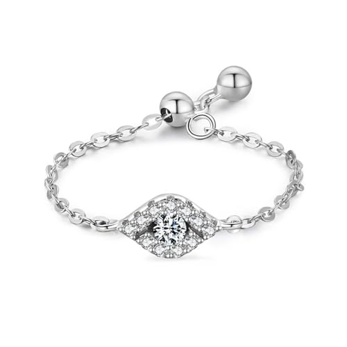Bague femme argent 925 ajustable avec oxyde de zirconium rond pour fiançailles et quotidien