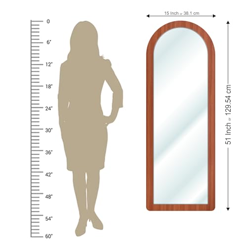 Image of Creative Arts n Frames 15x51 inch Long Fiber Wood Arched Wall Hanging Mount HD Mirror Home Decor Items Living Room Bathroom Bedroom Hotel Office (Umber Walnut Color Framed HD Arch Mirror)