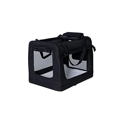 dibea Dog transport box, Dog carrier, Collapsible transport crate, Car crate, Small animal carrier (M - 60x42x44 cm, black) Cover