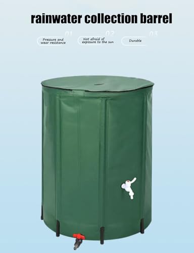 Kit di raccolta dell'acqua piovana pieghevole portatile con filtro e troppopieno, soluzione salvaspazio per la raccolta dell'acqua da giardino, capacità 200 l