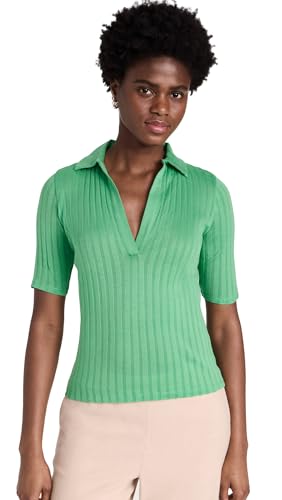 Polo de manga codo mujer Vince en tejido suave de punto premium color neutro