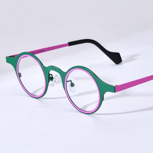 Image of FONEX Colorful Pure Titanium Glasses Frame Women Retro Round Eyeglasses