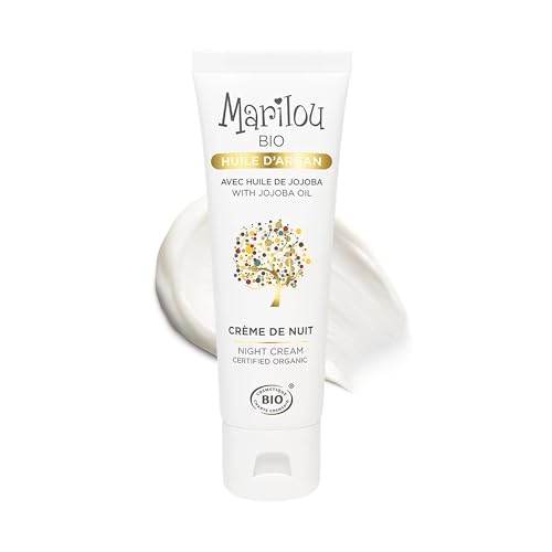 Marilou Bio - Crème de Nuit visage à l'Huile d'Argan bio - Nourrissante et hydratante - 98% d'ingrédients d'origine naturelle - Peaux normales à sèches - 50ml