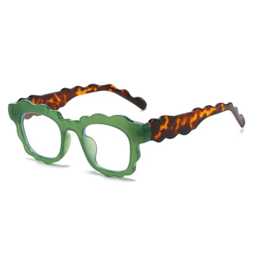 Lunettes de soleil carrées vintage pour femmes au design vert et marron