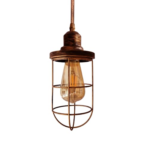 TWSXTE Suspension Rétro Éclairage Industriel Vintage E27 Plafonnier Luminaire Cage En Métal Plafond Lumiere Lampe Pendentif Intérieur Maison Luminaire (Sans ampoule)