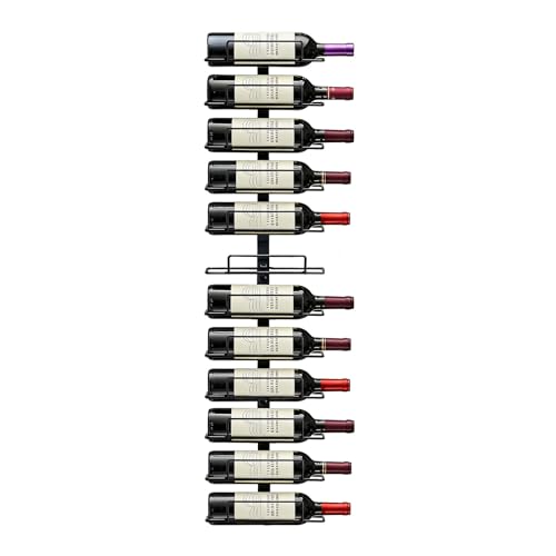 Msrorriw Wall Mounted Wine Rack, Black Metal 12-Wine Bottle Storage