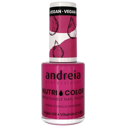 Andreia Professional NutriColor Breathable Nail Polish - Vegan and Cruelty-Free DIY Nail Art Nail Polish with Long Lasting Gloss Finish Colour NC19 Pink 10.5ml