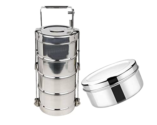 Image of BLeaf Stainless Steel-5 container Lunch Box /Tiffin Box-Food Grade 5 tier Dabba (800ml)