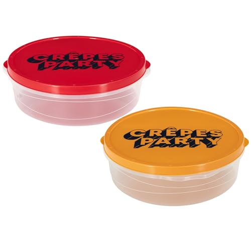 Lot de 2 boîtes de conservation collection CRÊPE PARTY rouge et jaune