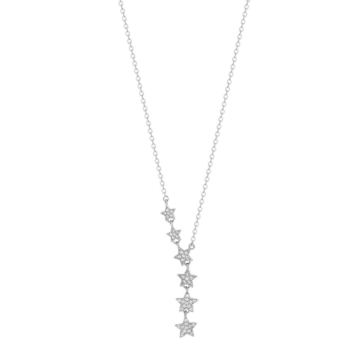 TayloverDainty Silver Star Necklace for Women Star Shining Charm Statement Y-Necklace CZ Choker Silver Necklace for Women Adjustable Jewelry