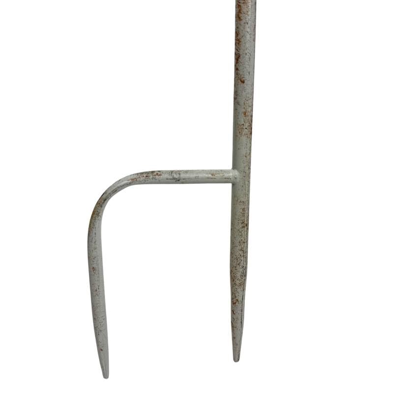 Grand Tuteur à Plante Lanterne Pic de Jardin avec Double Potence en Acier Patiné Gris 7x44,5x180cm