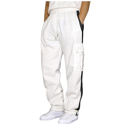 Sweatpants for Men Mens Cargo Drawstring Casual Hiking Pants Joggers Athletic Trousers Cotton Loose Straight